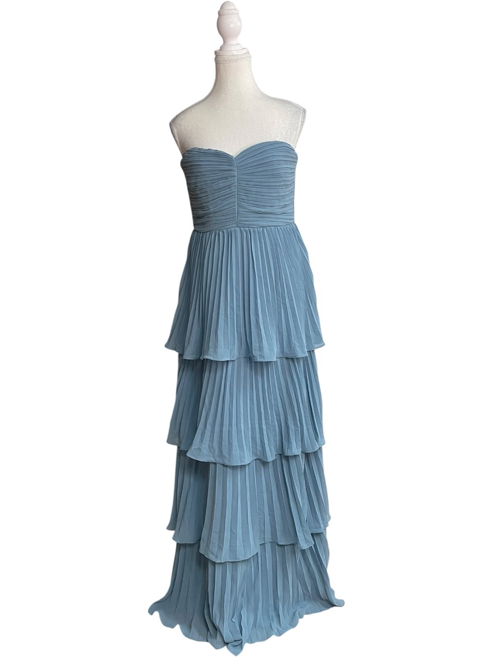 Lulus Seriously Sensational Strapless Tiered Maxi Dress Light Blue